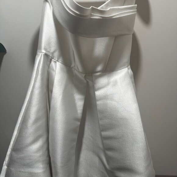 Alex Perry Strapless Draped Sateen Mini Dress, White US 8 (UK 12) - Picture 2 of 5